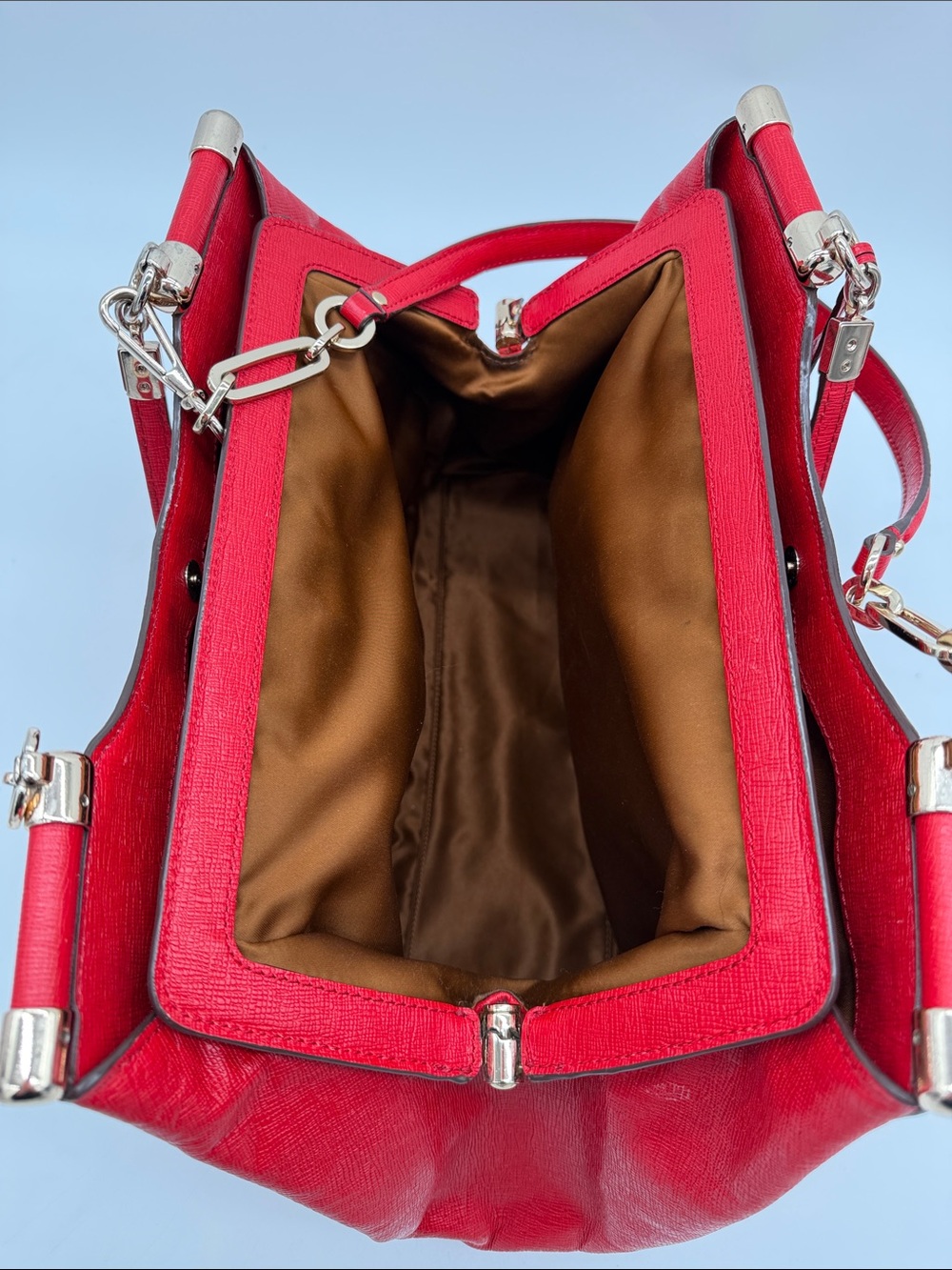 Coach Madison Pinnacle Carrie Satchel/Shoulder Bag Cherry Red #25245 - Picture 5 of 16